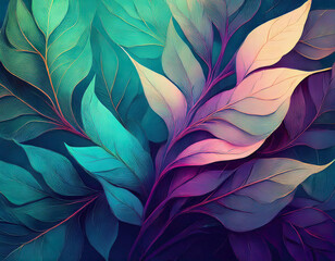 Fototapeta premium Abstract Background with Leaf Textures Layered Transparency Creating Depth