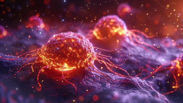 3d illustration of cancer cells. Cancer disease concept, medically accurate illustration of a cancer cell