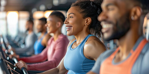 Fototapeta premium Group Fitness Training in a Modern Gym. Generative ai