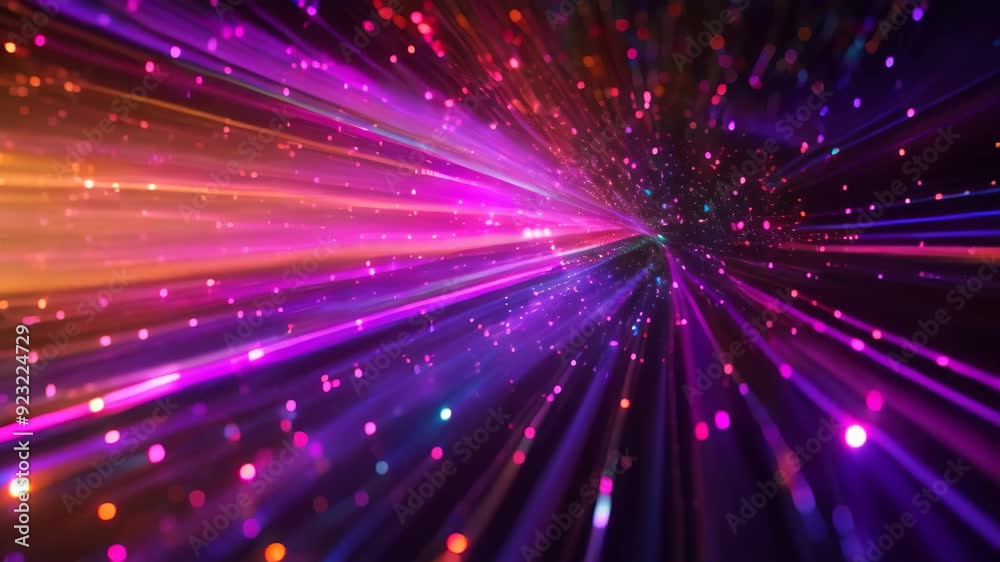 Poster dynamic abstract background featuring vibrant lines and dots in varied colors and patterns, visual r