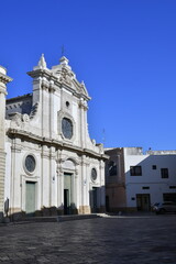 A church in the historic center of Nardò, a tourist town in Puglia in Italy.