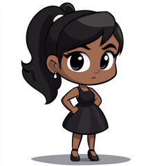 Cute little black chibi girl SVG design, perfect for crafting, stickers, and digital art projects with a playful style.