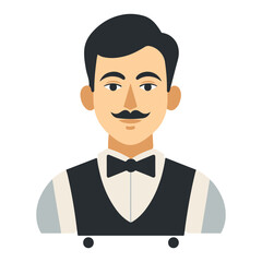 Simple male waiter logo, vector illustration on white background