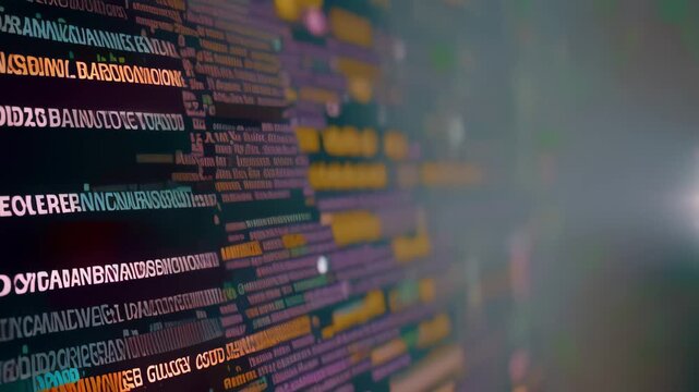 A detailed view of a computer screen showing numerical data, Web development. programming languages