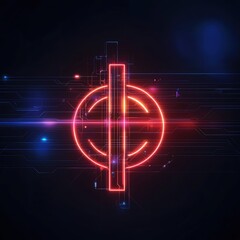 Illuminated digital circuit design featuring vibrant glowing lines and futuristic shapes, ideal for tech and abstract themes.