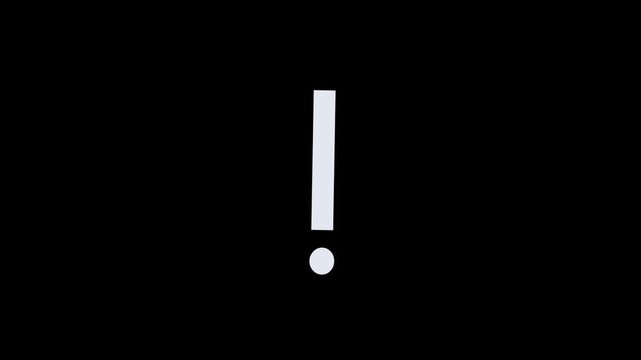 exclamation mark,question mark or Exclamatory icon on black screen background with looping animation. confused icon, attention, information mark, confused dizzy. 
