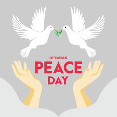 International Day of Peace vector. Peace Dove Vector. Planet Earth with Pigeons. Poster for International Day of Peace, September 21. Important day