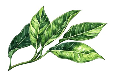 green leaves isolated on white background