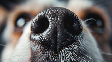 Realistic photo of a dog is nose with fine details of the texture, ultra-clear