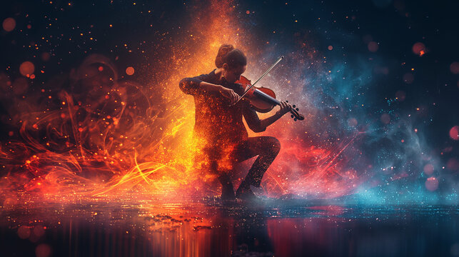 beautiful violinist playing violin