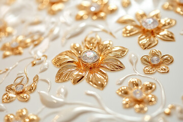 Fototapeta premium Luxury style white and gold color awesome HD background