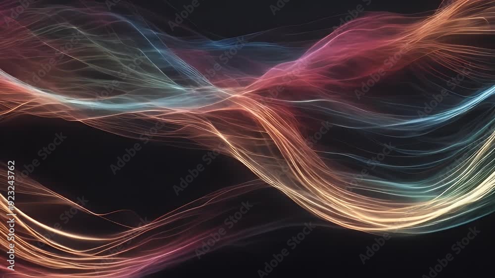 Wall mural diverse futuristic lines science abstract flowing dynamic black concept trls digital wave olated com