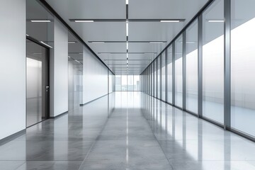 Obraz premium Office Corridor. Modern Architecture Interior of an Empty Office Corridor
