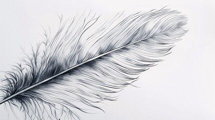 Obraz premium Close up of a feather with detailed barbs and barbules, depicted in ultra-sharp and precise 3D shading drawing