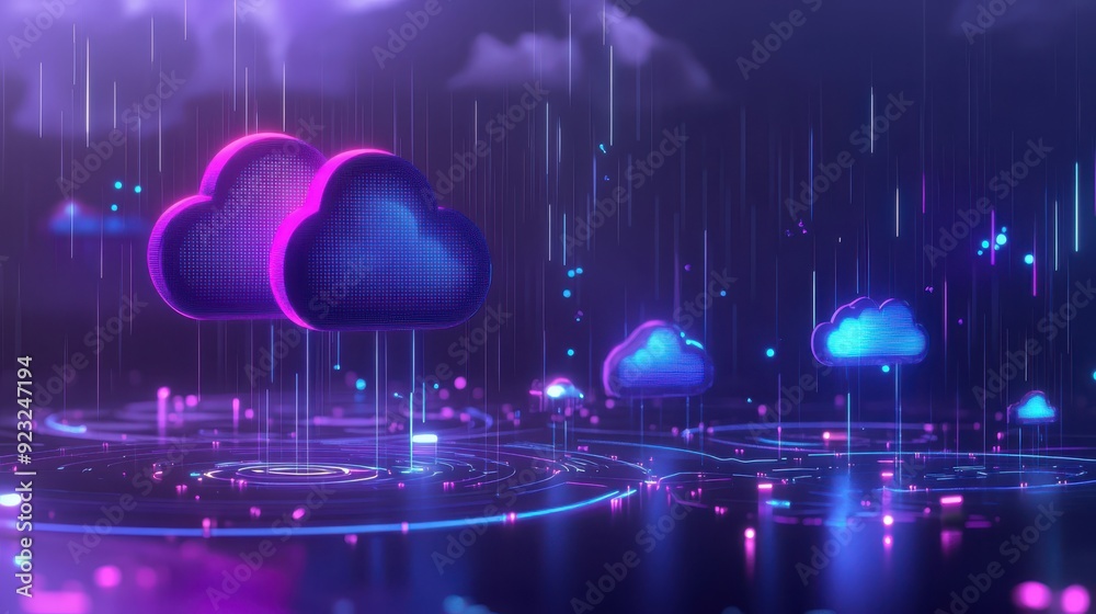 Poster An AI-powered weather prediction system with real-time updates and holographic displays, symbolizing precision in forecasting, flat design illustration