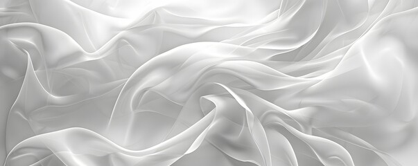 Fototapeta premium Abstract White Fabric Drapes with Smooth Curves and Folds