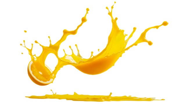 Dynamic yellow mango splash isolated on Png background with drops and ripples, Vibrant Yellow Mango Splash with Droplets Eye-Catching Yellow Splash with Ripples and Drops for Beverage Photography