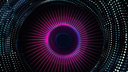 Abstract Neon Light Design with Circular Pattern