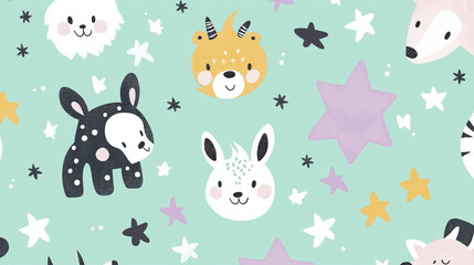 Fototapeta premium seamless pattern with cats and animals 