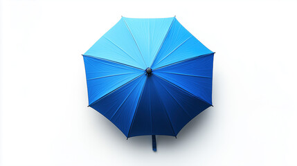 A top-view of a blue umbrella isolated on a white background 