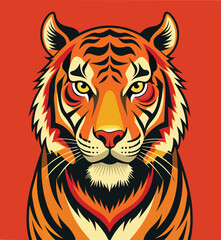 Retro tiger face vector design 