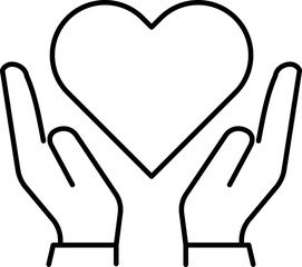 Charity icon. Heart icon. Linear style.