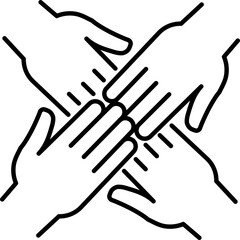 Teamwork icon. Together hands. Linear style.