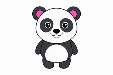 Cute Panda on White Background - Vector Illustration, Animal Icon, Clipart