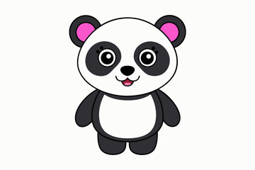 Cute Panda on White Background - Vector Illustration, Animal Icon, Clipart
