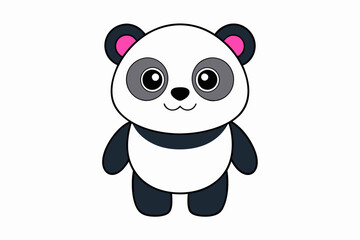 Cute Panda on White Background - Vector Illustration, Animal Icon, Clipart