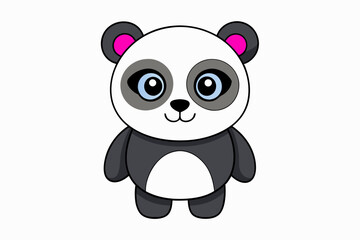 Cute Panda on White Background - Vector Illustration, Animal Icon, Clipart