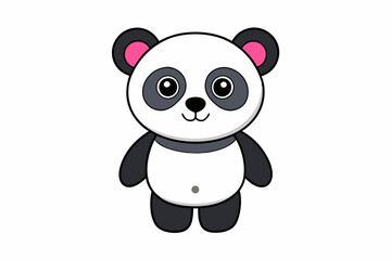 Cute Panda on White Background - Vector Illustration, Animal Icon, Clipart