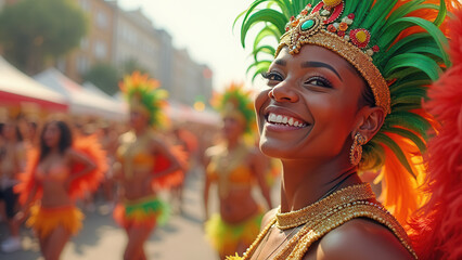 Fototapeta premium Happy carnival samba street dancers