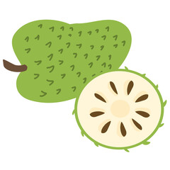 Soursop Fruit or Guanabana with Dark Green Rind Covered