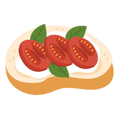 food illustration of vegan toast with tomatos cherry