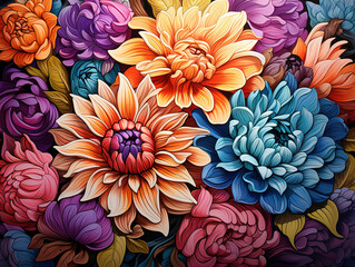 Superb 3d rendering of flowers