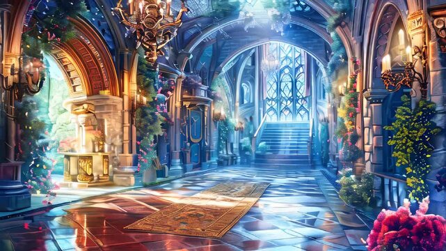 A fairy tale castle interior hall