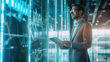 The man analyzing data