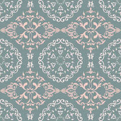 Oreintal Flora Damask Seamless pattern  embroidery, . art ornament print.Design for carpet, cover.wallpaper, wrapping, fabric, clothing