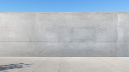 A minimalistic concrete wall against a clear blue sky, perfect for backgrounds or architectural themes.
