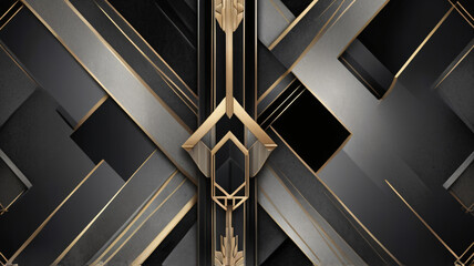 Obraz premium luxury and elegant black, gray and gold abstract background with dynamic line geometric shapes and for banner poster, wallpaper, cover design