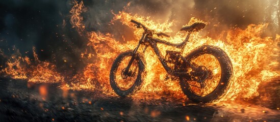 Obraz premium Fiery Mountain Bike Ride