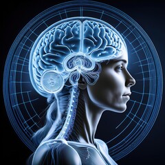 Obraz premium Human Brain Anatomy Visualization