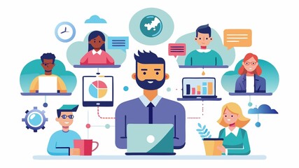 Fototapeta premium The future of work, technology and flexible work arrangements empower individuals to thrive outside the confines of traditional office settings. 