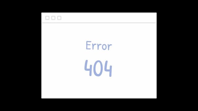 error 404 symbol animated footage looping