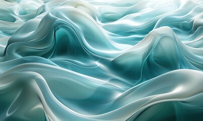 Obraz premium flying turquoise satin generative ai.