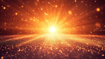 Stunning golden light burst over a shimmering surface in a dark setting