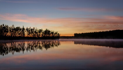 Fototapeta premium sunrise over the lake