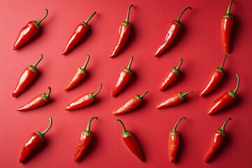A group of red chili peppers. A vibrant, bold image featuring chili peppers, perfect for adding a spicy touch to food, beverage, or health-related projects.