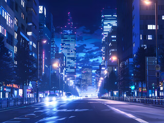beautiful night atmosphere on a city street background illustration